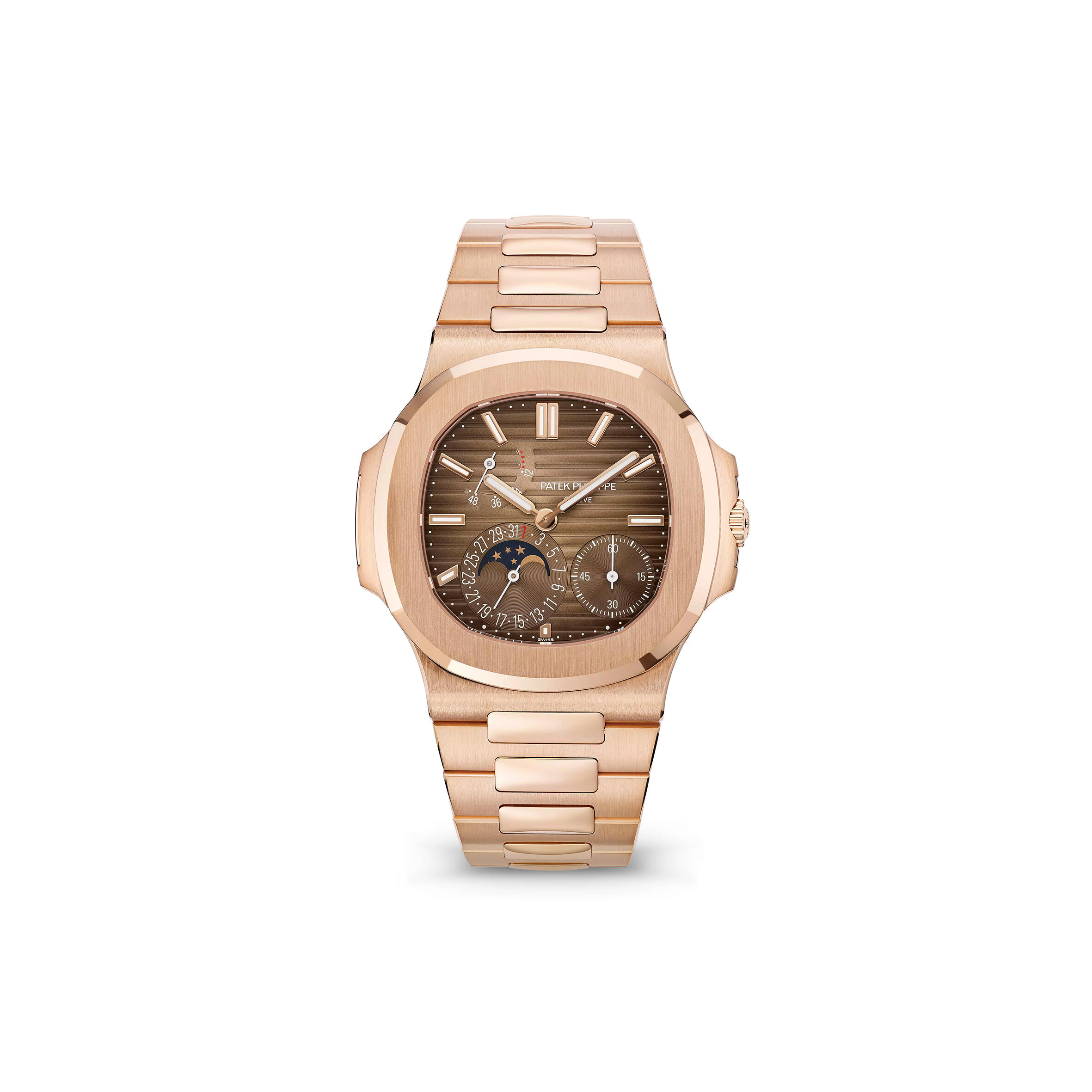 PATEK PHILIPPE NAUTILUS MOONPHASE ROSE GOLD BROWN DIAL 40MM 57121R-001